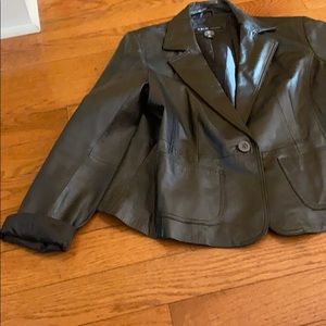 Faux leather blazer